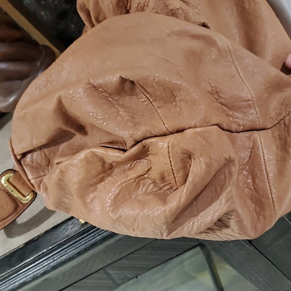 JUICY COUTURE BROWN BAG GOLD CHUNKY CHAIN SHOULDER HOBO PEBBLE LEATHER BOHO CHIC - Picture 4 of 13